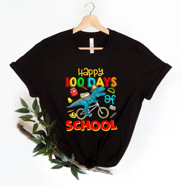 T-Rex Ride Bicycle 100 Days Back To School T Shirt