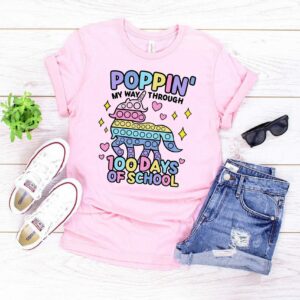 Teacher Poppin’ My Way Through 100 Days Of School Shirt