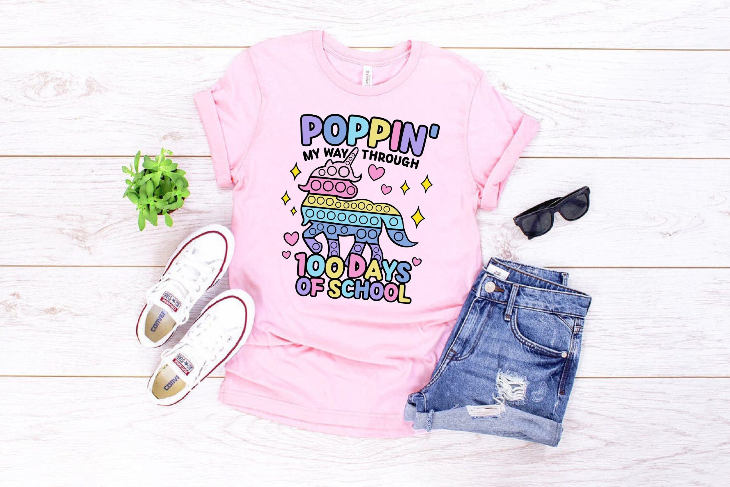 Teacher Poppin' My Way Through 100 Days Of School Shirt Teacher Poppin' My Way Through 100 Days Of School Shirt