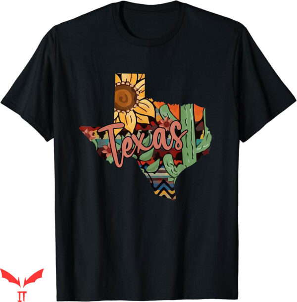 Texas Roadhouse T-shirt Cute Love Texas Cactus Sunflower