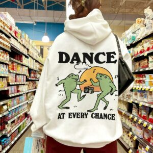 Trendy Dancing Frogs Mushroom Aesthetic Hoodie