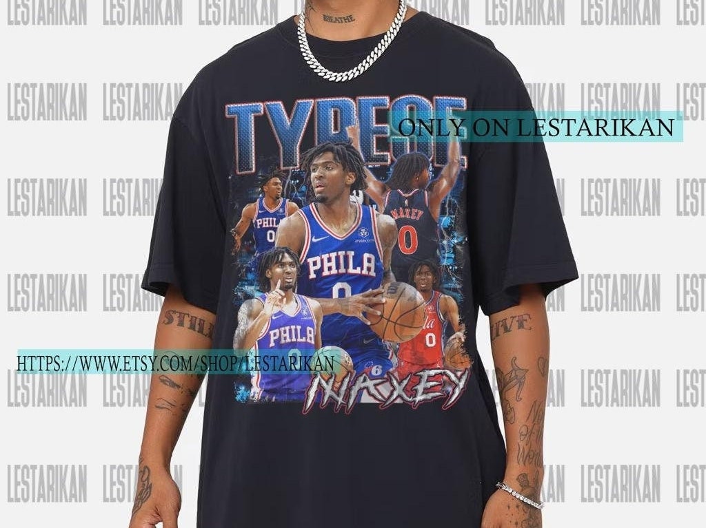 Tyrese Maxey Philadelphia 76ers 90s Style T Shirt Tyrese Maxey Philadelphia 76ers 90s Style T Shirt