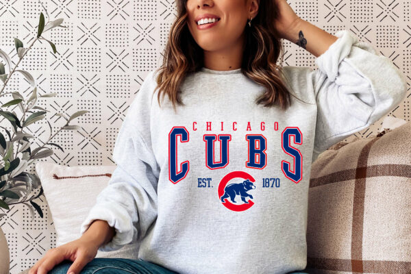 Vintage Baseball Game Day Chicago Cubs EST 1870 Sweatshirt