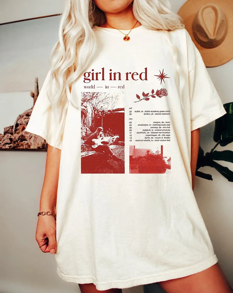 Vintage Girl In Red Unisex Shirt Vintage Girl In Red Unisex Shirt