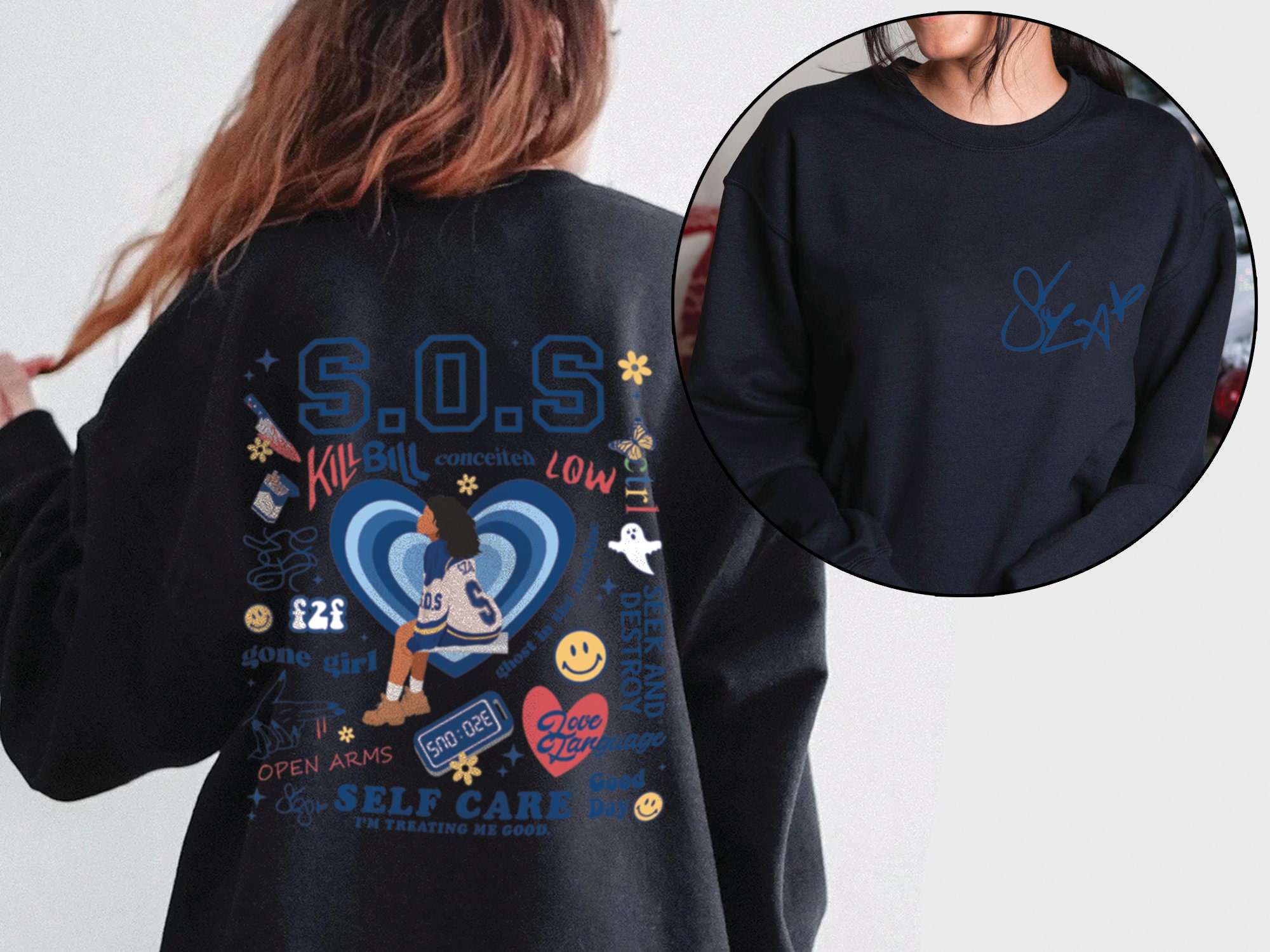 Vintage SZA SOS Full Tracklist Bill Kill Sweatshirt Vintage SZA SOS Full Tracklist Bill Kill Sweatshirt