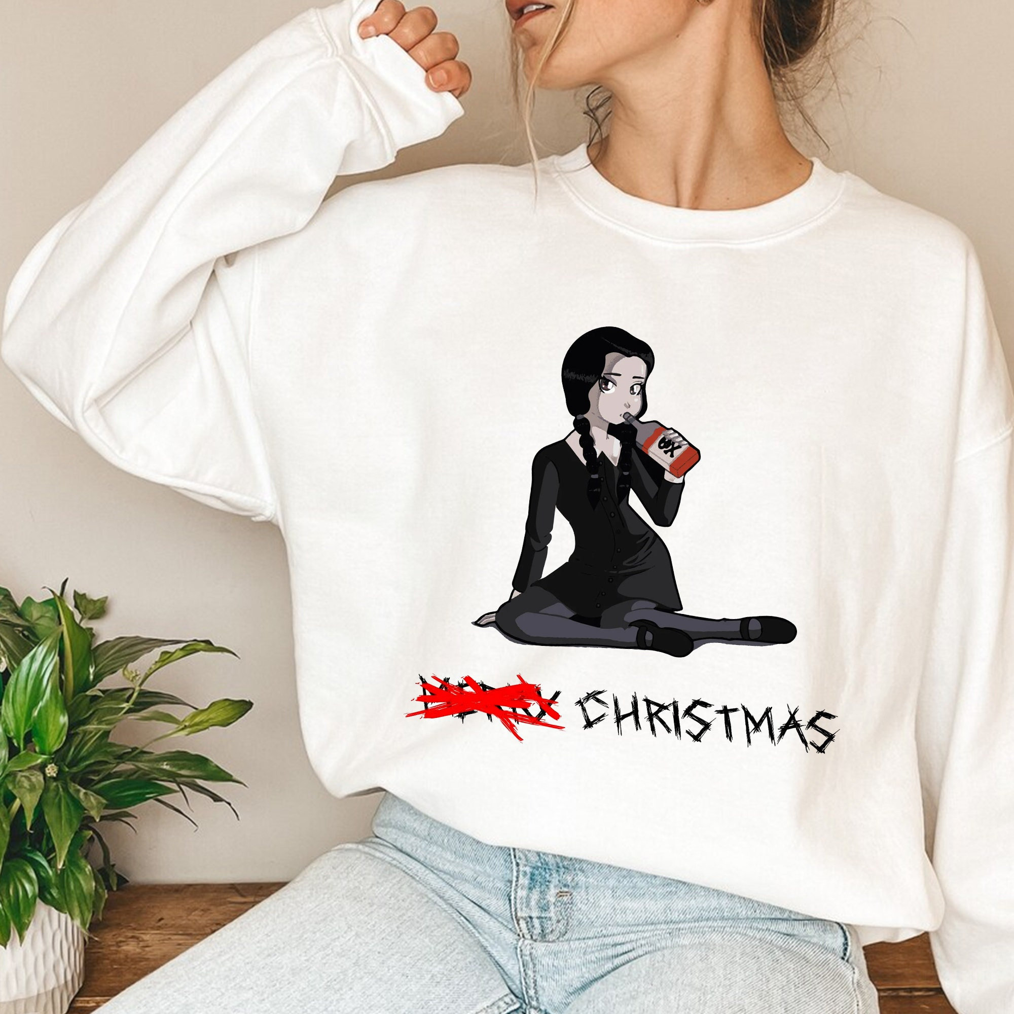 Wednesday Christmas Jenna Ortega Netflix Trending TV Series Sweatshirt Shirt Wednesday Christmas Jenna Ortega Netflix Trending TV Series Sweatshirt Shirt