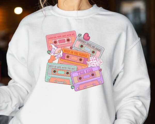 Western 90s Country Music Cassettes Valentines Cowgirl Day Sweatshirt Shirt Gift