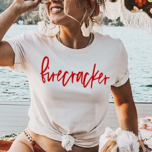 Women Firecracker Memorial Day 4th Of July Patriotic Shirt
