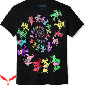 Women Grateful Dead T-Shirt Liquid Spiral Bears Blacklight