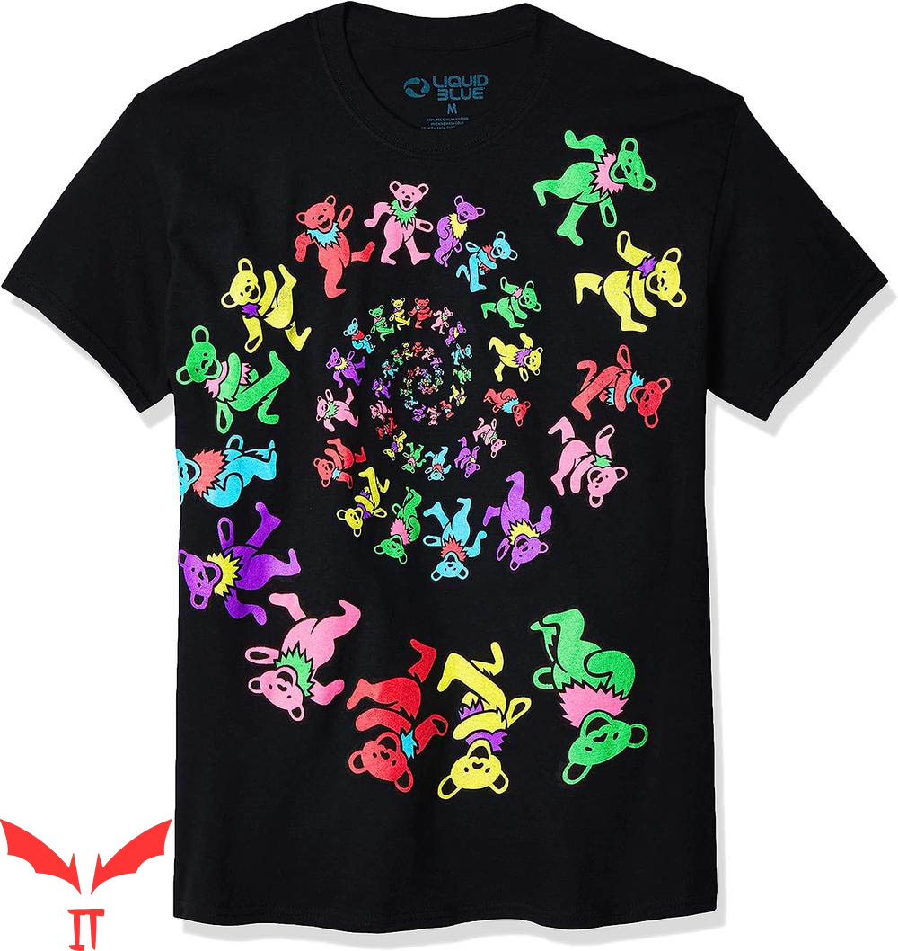 Women Grateful Dead T-Shirt Liquid Spiral Bears Blacklight Women Grateful Dead T-Shirt Liquid Spiral Bears Blacklight