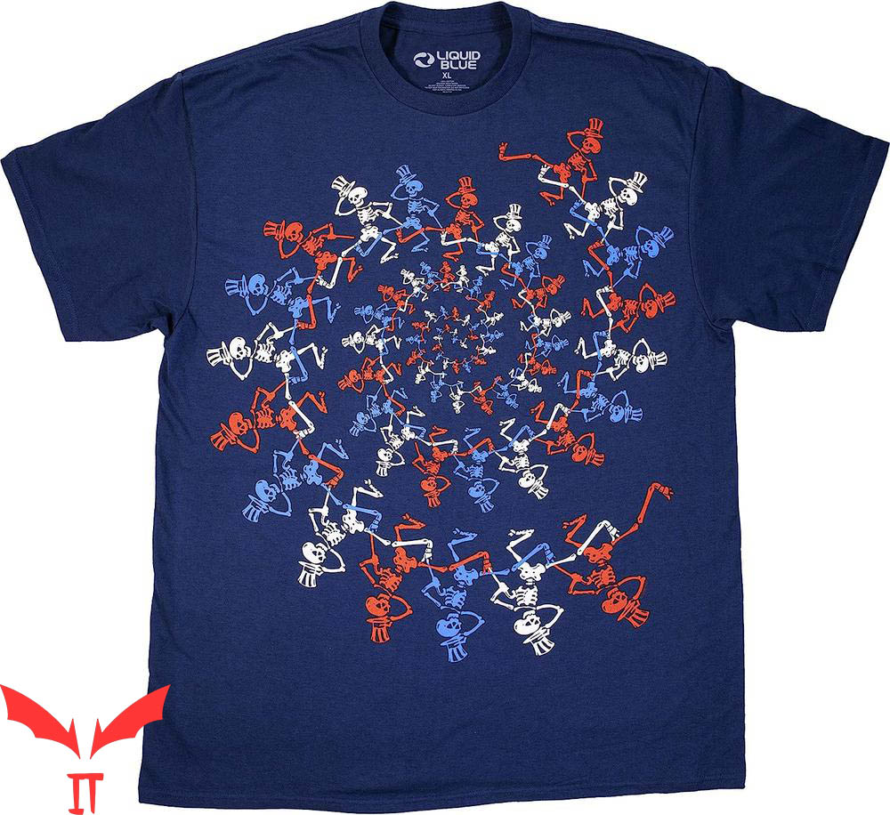 Women Grateful Dead T-Shirt Liquid USA Spiral Skeletons Women Grateful Dead T-Shirt Liquid USA Spiral Skeletons