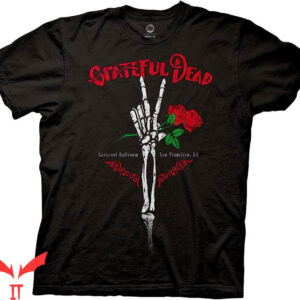 Women Grateful Dead T-Shirt Ripple Junction Skeleton Roses
