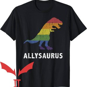 Ally Pride T-Shirt Allysaurus Dinosaur In Rainbow Flag