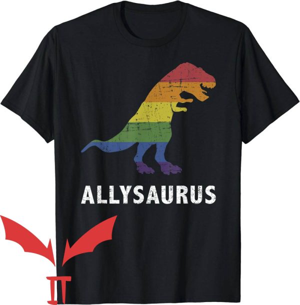 Ally Pride T-Shirt Allysaurus Dinosaur In Rainbow Flag