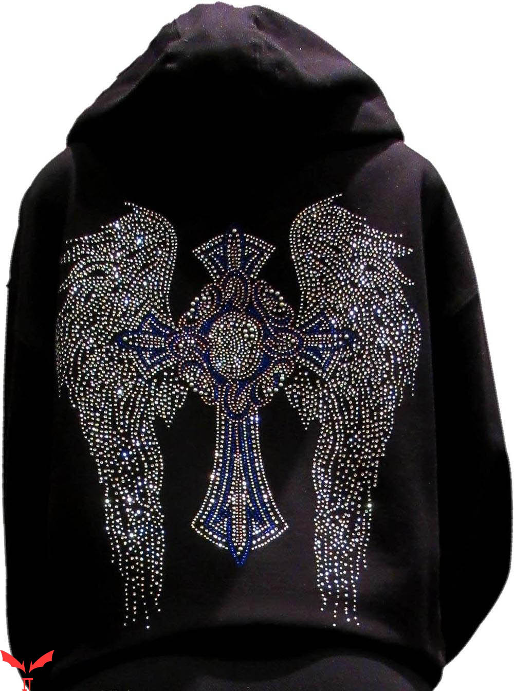 Angel Wing Hoodie Multicolor Rhinestone Cross Trending Angel Wing Hoodie Multicolor Rhinestone Cross Trending