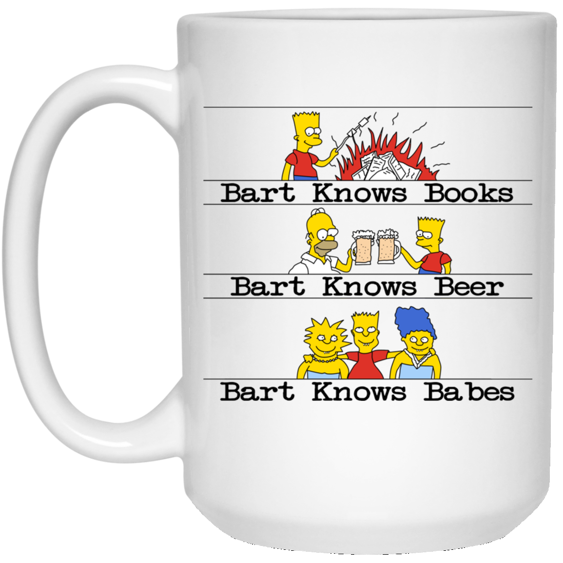 Bart Knows Books Bart Knows Beer Bart Knows Babes The Simpsons Mug Bart Knows Books Bart Knows Beer Bart Knows Babes The Simpsons Mug