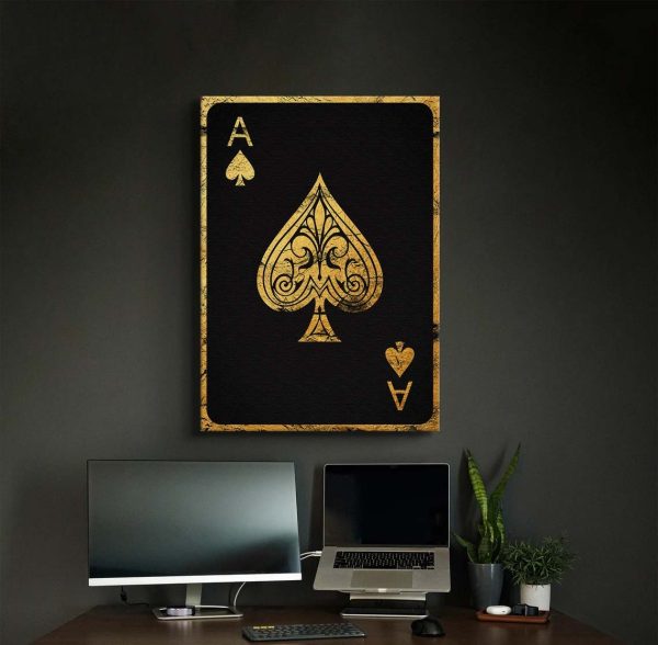 Black And Gold Ace Of Spades Card Canvas Poster