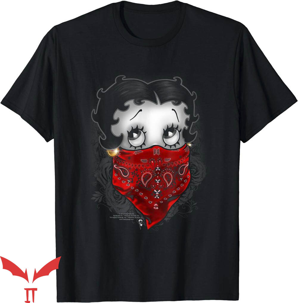 Black Betty Boop T-Shirt Bandana And Roses T-Shirt Trending Black Betty Boop T-Shirt Bandana And Roses T-Shirt Trending