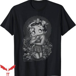 Black Betty Boop T-Shirt Betty Boop Fashion Roses T-Shirt