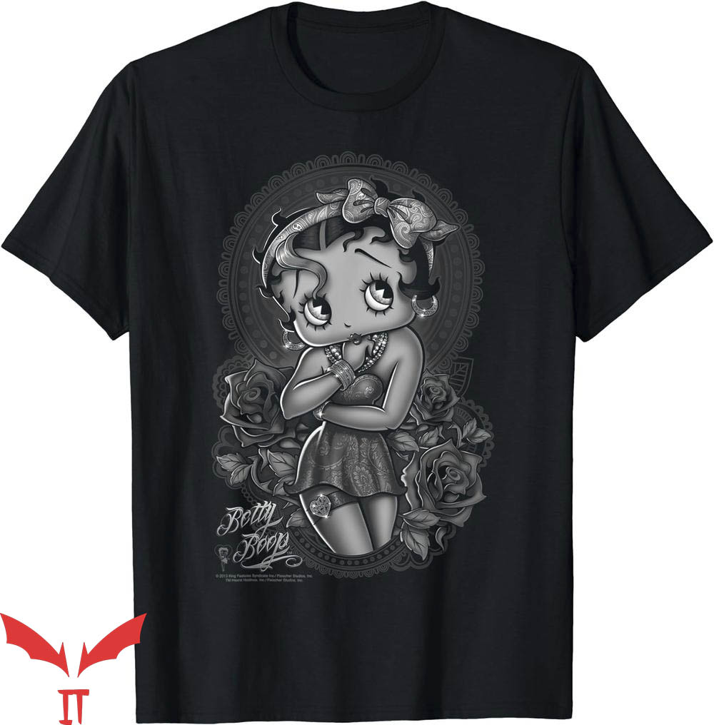 Black Betty Boop T-Shirt Betty Boop Fashion Roses T-Shirt Black Betty Boop T-Shirt Betty Boop Fashion Roses T-Shirt