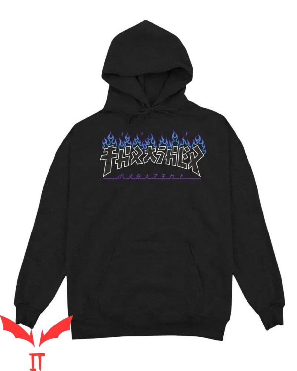 Blue Trasher Hoodie Thrasher Godzilla Charred Hoodie