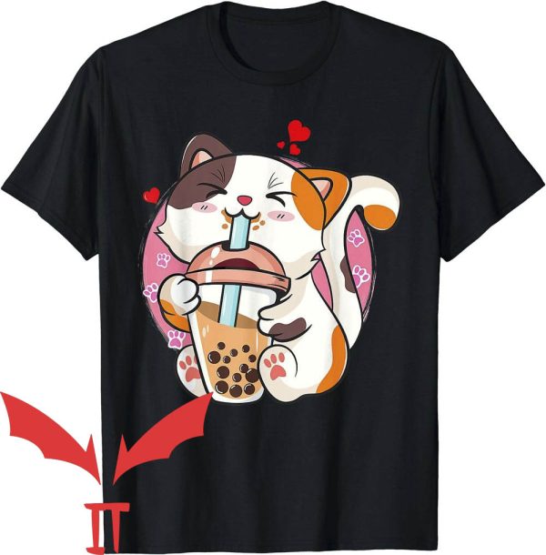 Boba Tea T-Shirt Cat Boba Anime Bubble Tea