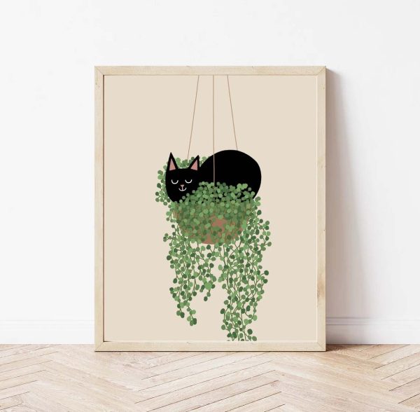 Cat And Plant, Funnt Cat Poster