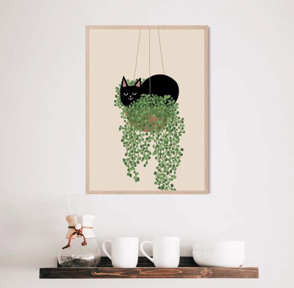 Cat And Plant, Funnt Cat Poster