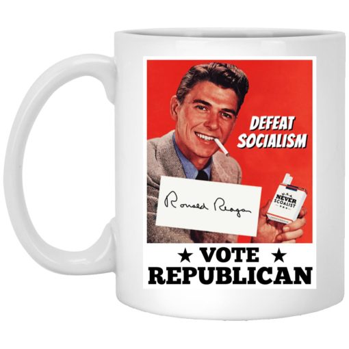 Defeat Socialism Vote Republican Ronald Reagan Mug Defeat Socialism Vote Republican Ronald Reagan Mug