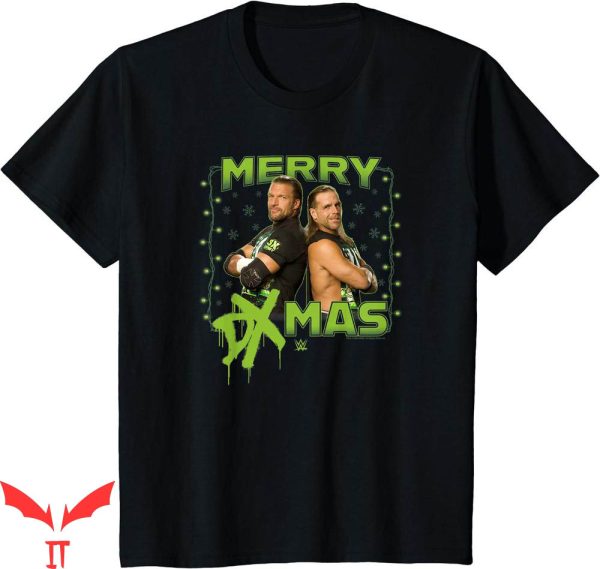 Dx Wwe T-Shirt Christmas Shawn Michaels Merry Paint Drip