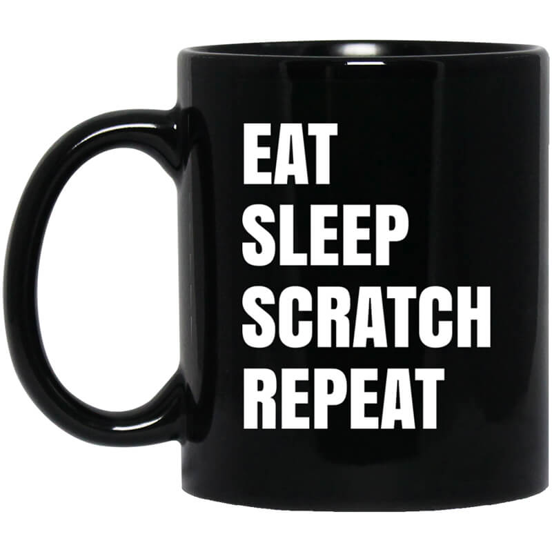 Eat Sleep Scratch Repeat Black Mug Eat Sleep Scratch Repeat Black Mug