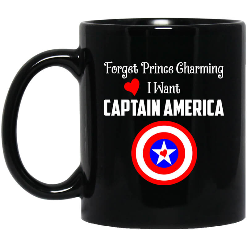 Forget Prince Charming I Want Captain America Black Mug Forget Prince Charming I Want Captain America Black Mug