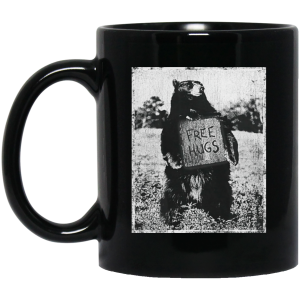 Free Hug Bear Black Mug