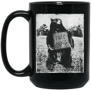 Free Hug Bear Black Mug