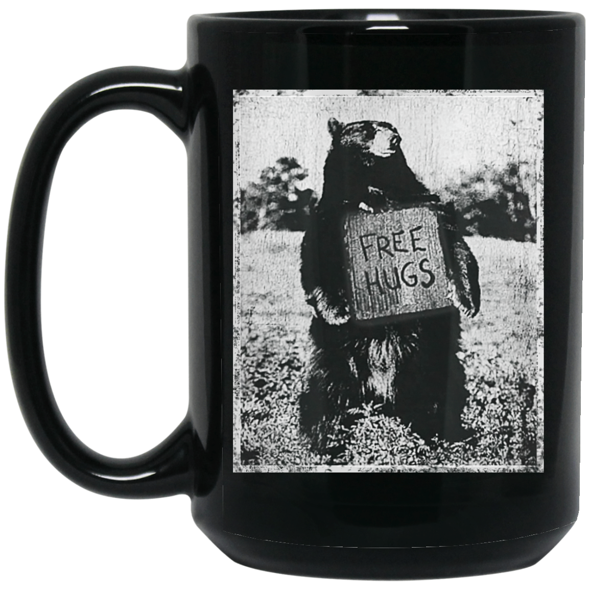 Free Hug Bear Black Mug Free Hug Bear Black Mug