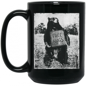 Free Hug Bear Black Mug 4