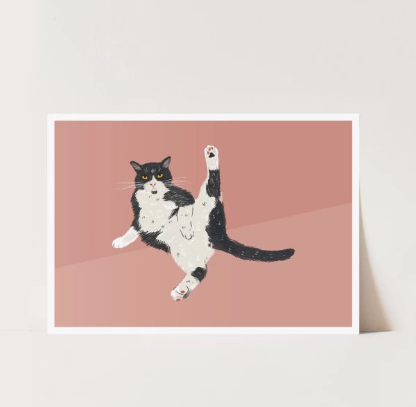 Funny Cat Art, Tuxedo Cat Print, Cat Poster