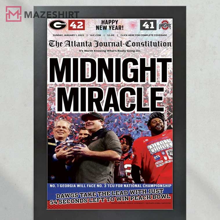 Georgia Bulldogs Defeat OSU Peach Bowl 'Midnight Miracle' Poster Georgia Bulldogs Defeat OSU Peach Bowl 'Midnight Miracle' Poster