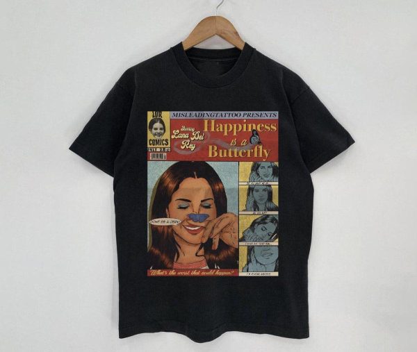 Happiness Is A Butterfly Lana Del Rey Vintage Comic Style T-shirt – Apparel, Mug, Home Decor – Perfect Gift For Everyone