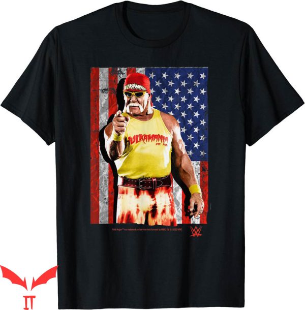 Hulk Hogan Rip T-Shirt American Flag Backdrop Centered