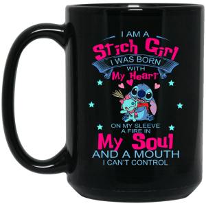 I Am A Stich Girl Was Born In With My Heart On My Sleeve Mug
