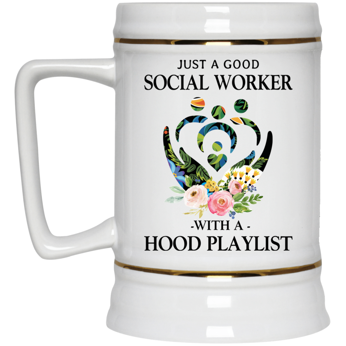 Just A Good Social Worker With A Hood Playlist Mug Just A Good Social Worker With A Hood Playlist Mug