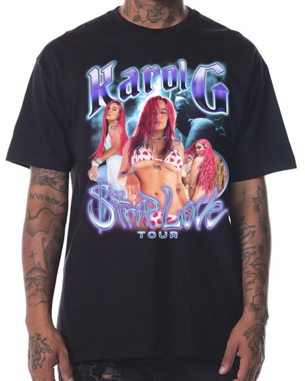 Karol G Strip Love Tour Concert Merch 90s Vintage T-shirt – Apparel, Mug, Home Decor – Perfect Gift For Everyone