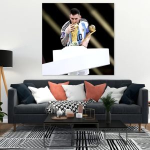 Lionel Messi Kissing World Cup Best Poster 4
