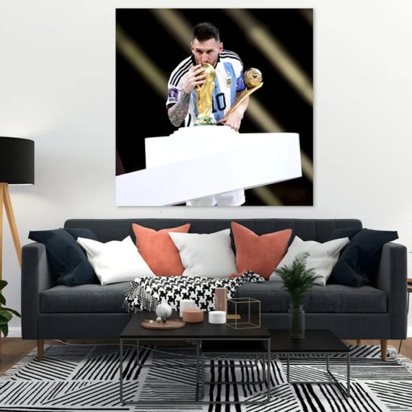 Lionel Messi Kissing World Cup Best Poster