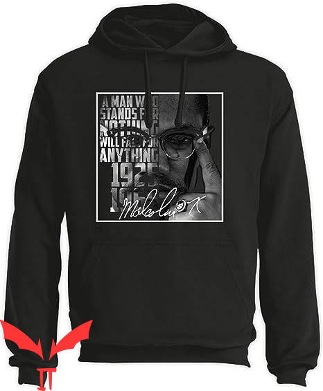 Malcolm X Hoodie Malcolm X Grunge Design Pouch Pocket Hoodie