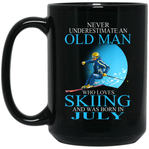 Never Underestimate An Old Man Who Loves Skiing And Was Born In July Mug