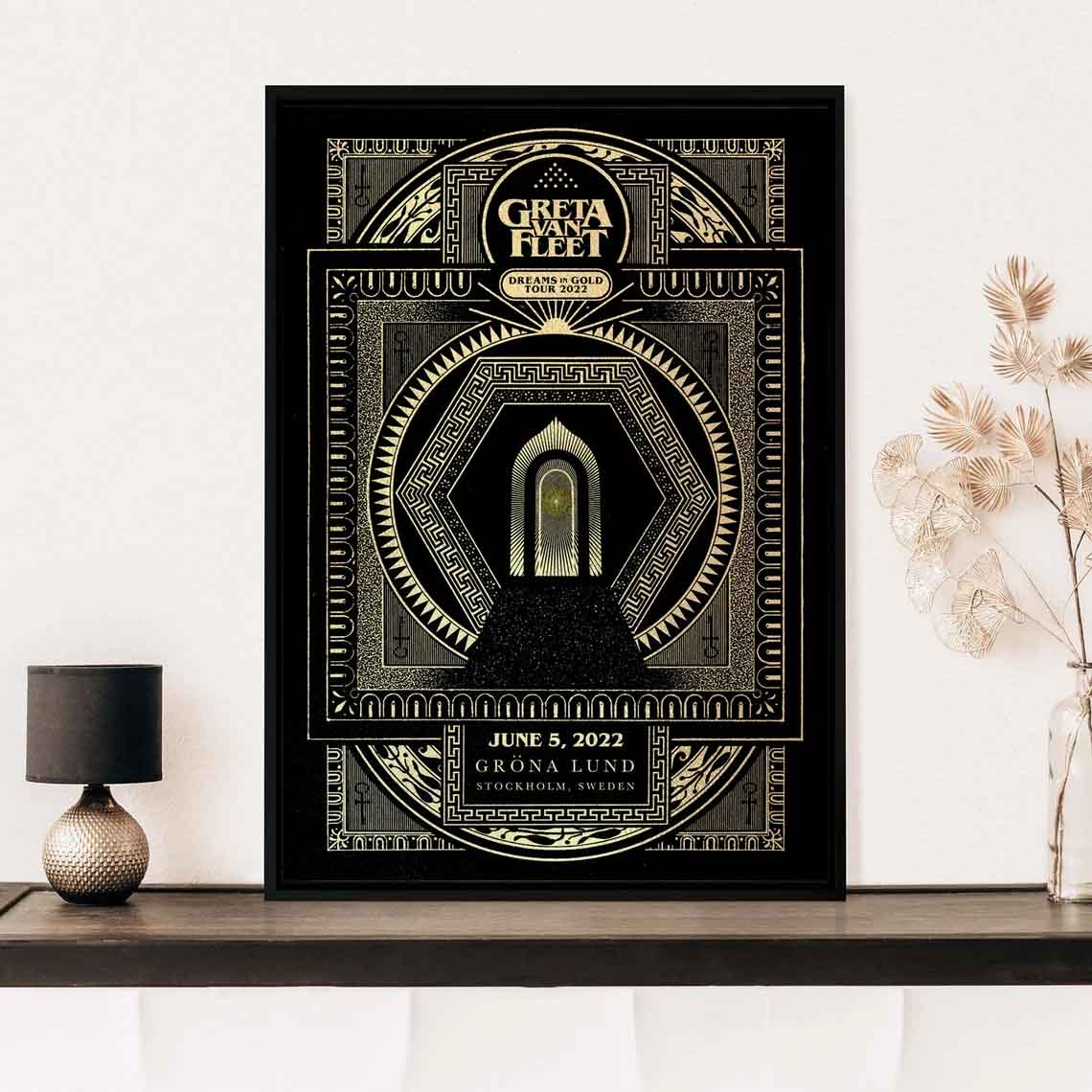 New Greta Vans Fleet Dreams In Gold 2022 Retro Rock Poster New Greta Vans Fleet Dreams In Gold 2022 Retro Rock Poster