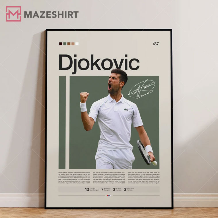 Novak Djokovic Tennis Motivational Poster Novak Djokovic Tennis Motivational Poster