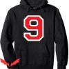 Number Nine Hoodie Jersey Uniform Number #9 Red Block Hoodie